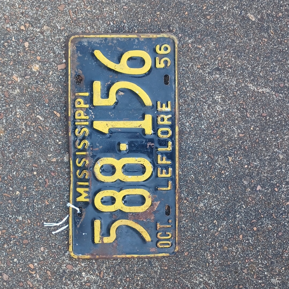 Antique Mississippi 1956 October tag